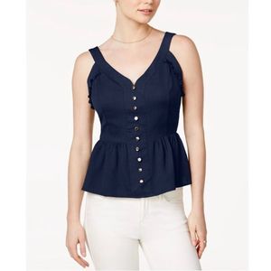 Maison Jules NWT Sweetheart Neck Navy Peplum Top